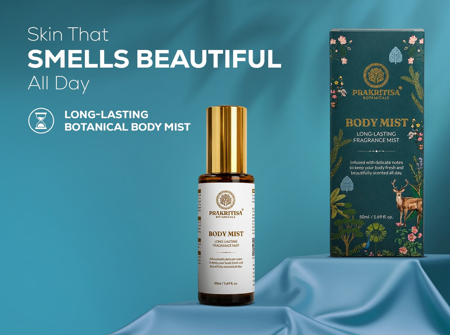 Prakritisa Botanicals Body Mist-  Long-Lasting Fragrance Mist