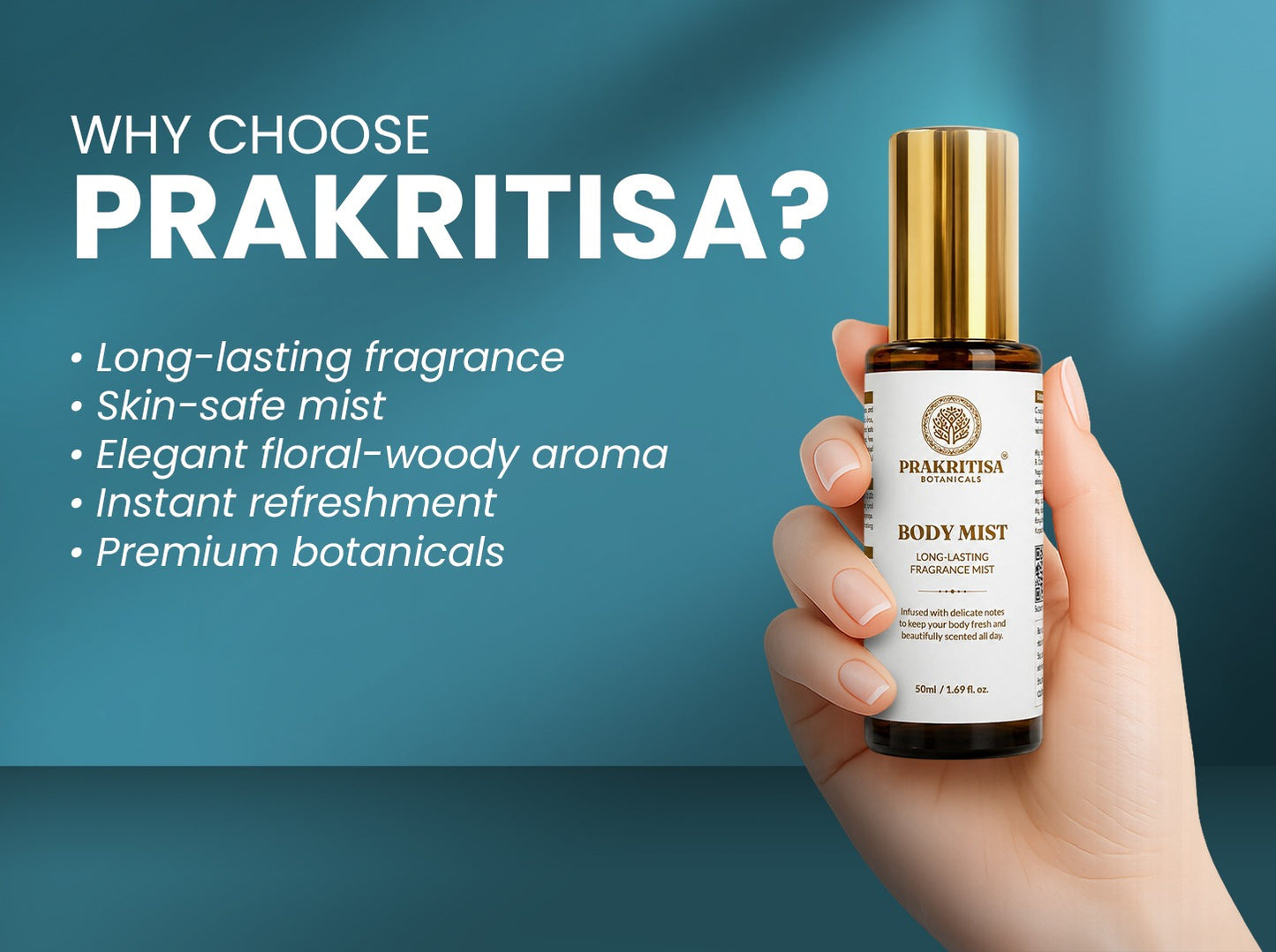 Prakritisa Botanicals Body Mist-  Long-Lasting Fragrance Mist